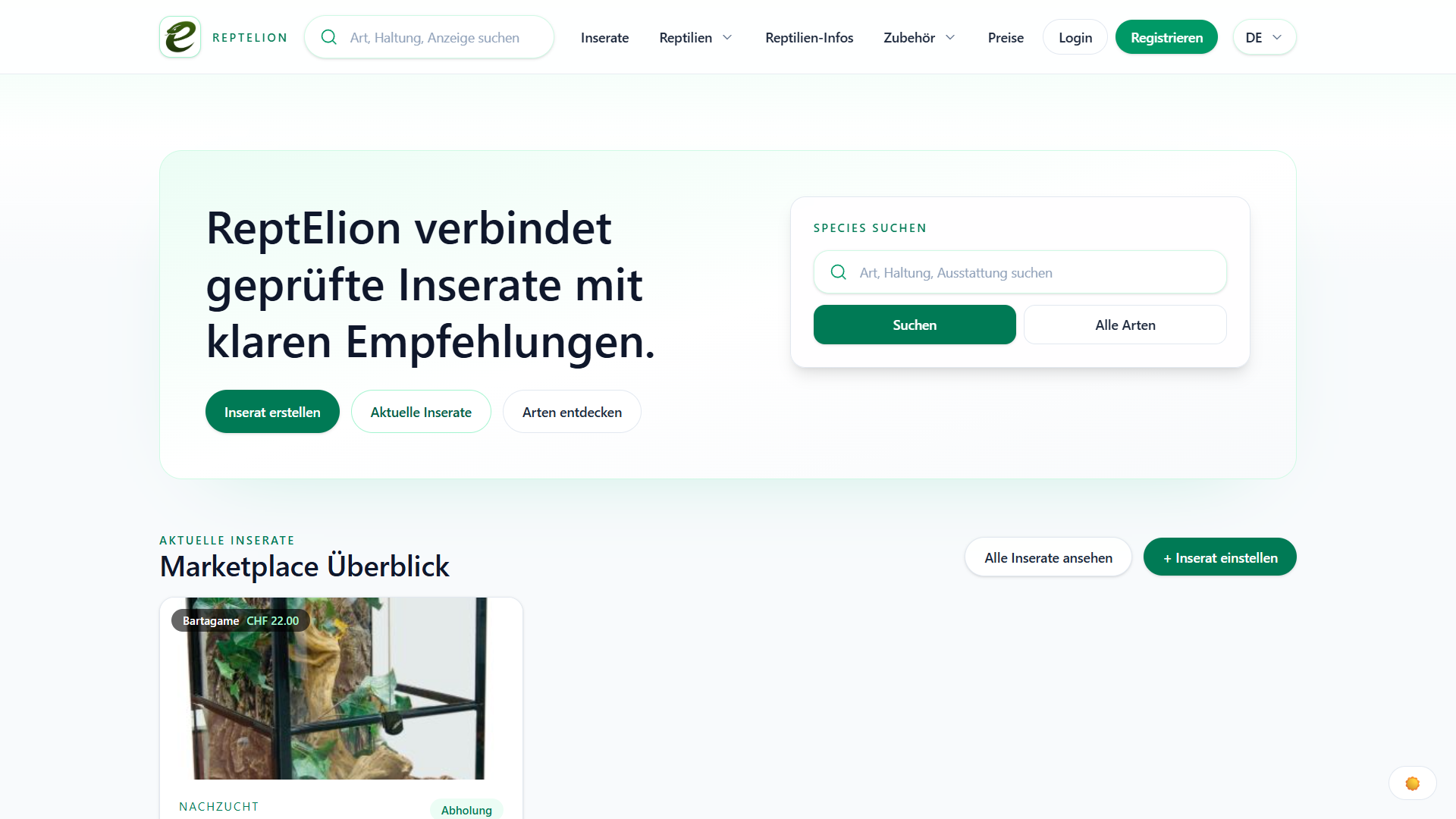 Screenshot von reptelion.com